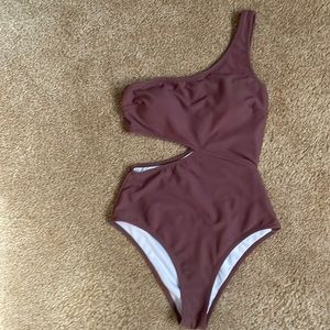 Brown One-shoulder Cupshe Swimsuit